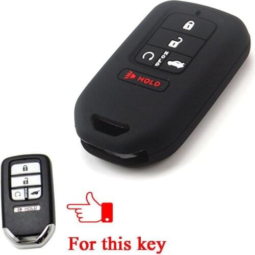 For Honda Accord CRV Civic Pilot 2015 2016 2017 2018 1pc Silicone 5 Button Remote Key Case Fob Skin Cover Shell Black
