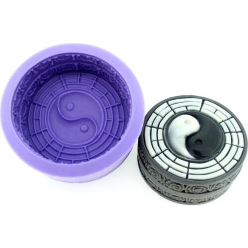 Round Soap Molds Gossip Tai Chi Creative Silicone Retro Soap Moulds Home Decorative Tool