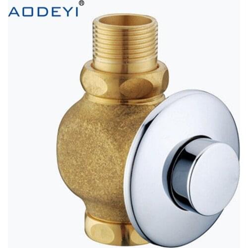 AODEYI Toilet Flush Valve Manual Bathroom Stool Brass Valve Self-Closing Flush Time-Extended Press Type In Wall Delay Urinal