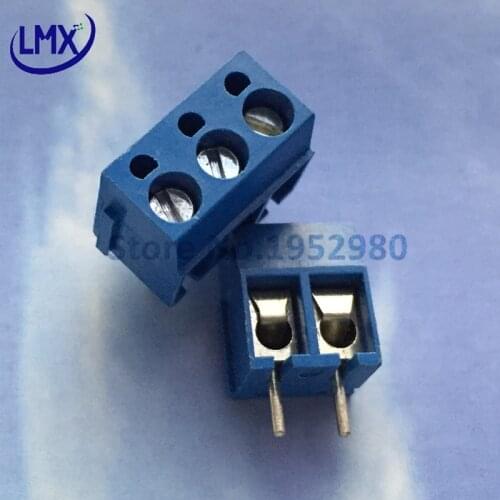 50PCS 5mm Pitch Spring Terminal Blocks Connector 2 Pin 3 Pin KF300v Copper Screw Panel Mount Terminals