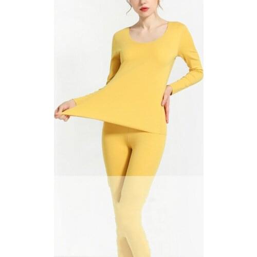 Elastic Thermal Underwear Set Female Sanding Slim Velvet Warm Suit Girls Two Piece Set Seamless Body Shaping Underwear Homewear