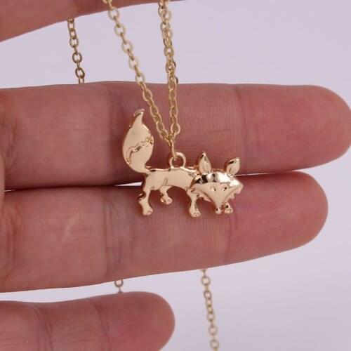 Hzew hot sale silver color and gold color fox necklaces cute fox pendant necklace
