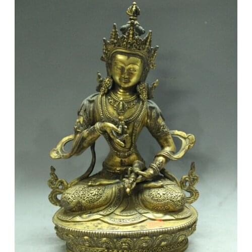 Wholesale factory 13" Tibet Buddhism Bronze 24K Gold Vajradhara Vajrasattva Buddha Sculpture AE1024 AB1025