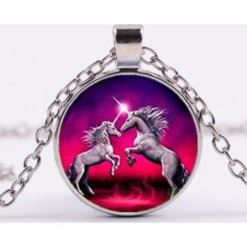Unicorn With Rainbow Logo Pendant Necklace Fairy Tale Handmade Vintage Chain Choker Statement Necklace Women Jewelry