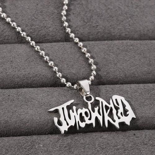 Punk art Design Letter JUICEWrld Necklace Hip hop Rapper Beads Chain Stainless steel Pendant Necklaces