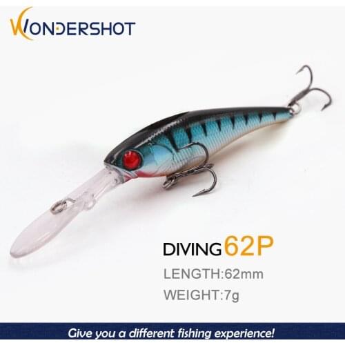 Wondershot A01 7g 62mm Floating 1pcs Pike Bait Minnow All For Fishing Salt Water lures Equipped Stronger Split Ring For Bass
