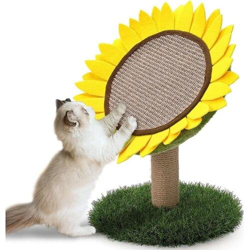 Sunflower Cat Tree Cats Scratching Board Claw Grinder Toys Post with Sisal Kitten Climbing Activity Cat Supplies Scratcher