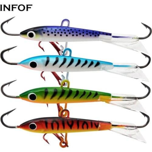 INFOF 4pcs/lot Winter Ice Fishing Lure Jig 83mm/18g Minnow Hard Artificial Bait Pesca Carp Fishing Tackle