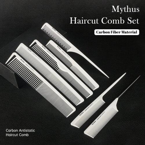 Professional 7pcs/lot Salon Barber Hair Cutting Comb White Color Cabron Fiber Material Anti-Static Haircut Comb For Hairstylist