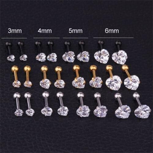 Heart Barbell Tragus Stud Helix Piercing Cartilage Earring 316l Surgical Steel Ear Piercing Jewelry Earrings For Women