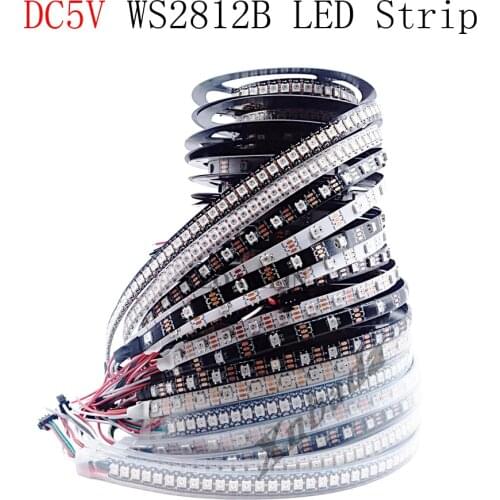 1m 2m 3m 4m 5m WS2812B WS2812 Led Strip,Individually Addressable Smart RGB Led Strip,Black/White PCB Waterproof IP30/65/67 DC5V