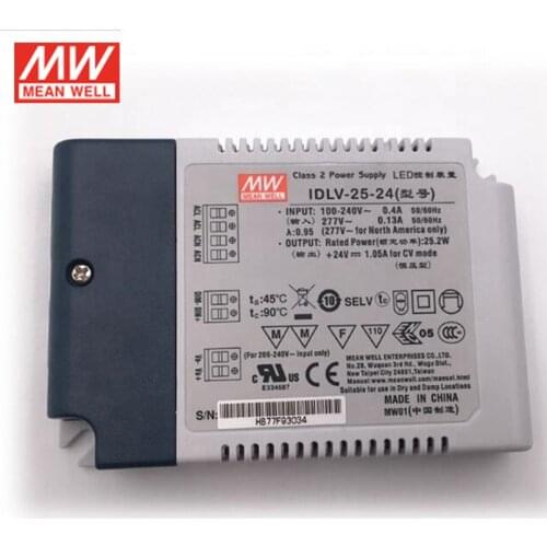 MEAN WELL IDLV-25-24 25W 1.05A 24V LED Driver Constant Voltage PWM style output Dimming LED Power Supply