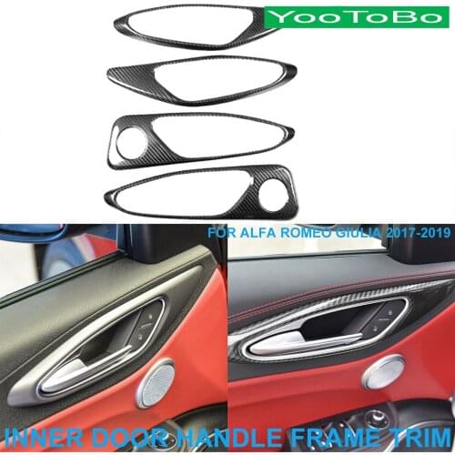LHD RHD Car Styling Real Dry Carbon Fiber Inner Door Handle Frame Trim Cover Decorative Sticker For Alfa Romeo Giulia 2017-19