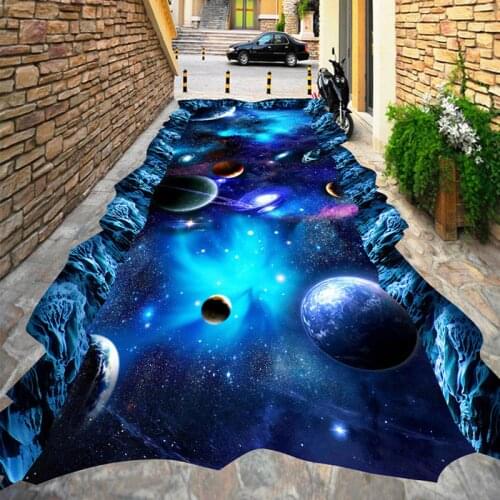 3D Wallpaper Modern Star Universe Flooring Mural Mall Outdoors Kids Room 3D Floor Tiles PVC Self Adhesive Waterproof Wallpaper
