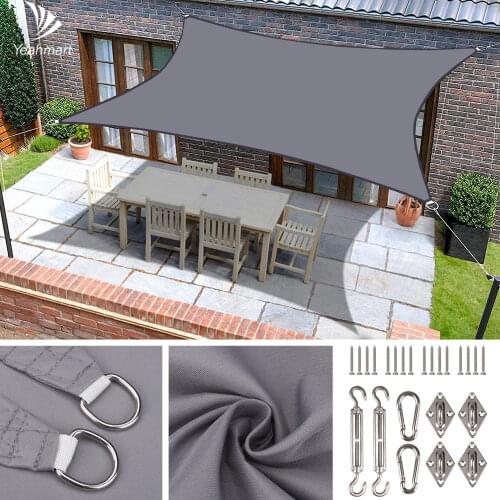 Waterproof Sun Shade Sail Canopy 98% UV Block Sunshade Protection with Hardware Kit Heavy-Duty Awnings Sun Shelter Camping Tent