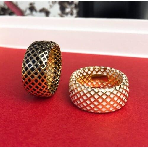 Brand Fine Jewelry For Women Men Crush Hot Wedding Lozenge Engagement Black Ceramics Geometric Rings