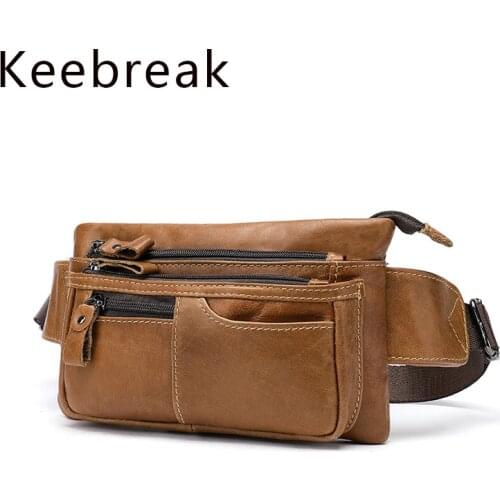 Genuine Leather Bag Fanny Pack Fannypack Belt Crossbody Cross Body Small Bags For Men Vintage Business Casual Waist Travel