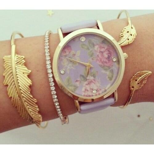 2018 Gold Leaf Bracelet For Women Charm Crystal Bracelet Femme bracelets bangles pulseira pulseras mujer Bijoux Jewelry