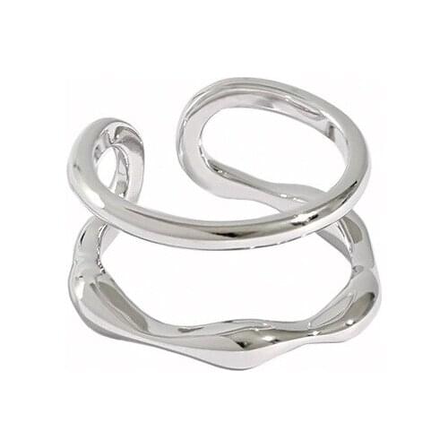 Real 925 sterling silver double layers rings for women finger fine jewelry, minimalist line ring woman engagement accessories