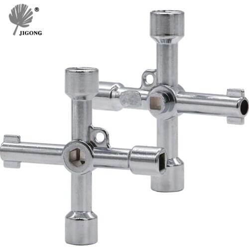 JIGONG 1Pc Universal Triangle KEY Cross 4 Way Black Utility Multi Cross Wrench For Gas Electrical Elevator Cabinet Meter Box