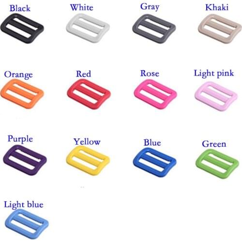 10PCS 1" (26mm) Color Plastic Tri-Glides Slider Adjustable Buckles Clasps For Backpacks Straps Bag Cat Dog Collar DIY Accessoy