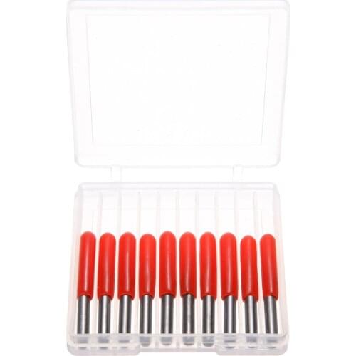 10Pcs 3.175mm Shank Carbide PCB Engraving Bit Set 20 Degree Tip 0.2mm Engraving Cutters CNC Router Tool For Plastic Wood