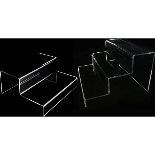 2/3 Steps Ladder Display Stand Function Acrylic Riser Clear Durable Shoes Display Stand Shelf Eye-catching Raised Layer
