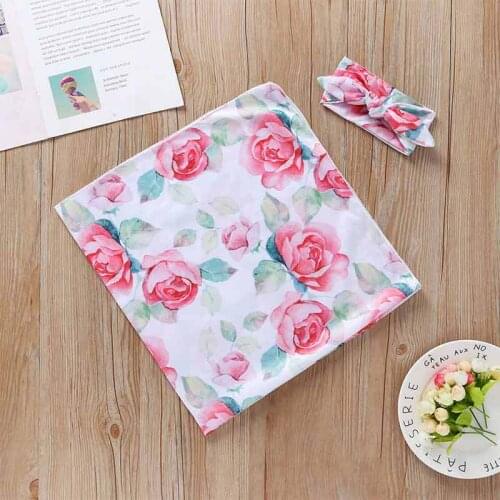 2Pcs/Set Full Cotton Newborn Swaddle Blanket Baby Cocoon Sleeping Bag Muslin Wrap+Headband