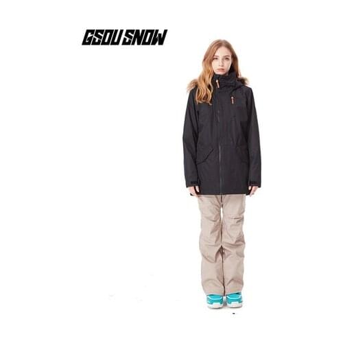 2019 GSOU SNOW Women Ski Jacket Pant Windproof Waterproof Outdoor Sport Wear Super Warm Mountain Skiing Winter Clothing Trouser