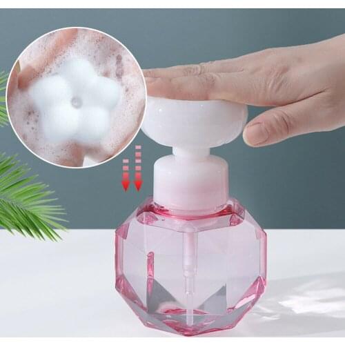 300ml Liquid Soap Dispenser Refillable Bottle Flower Shape Foam Foaming Pump Lotions Liquid Distributor Shower Foam Pump Bottle