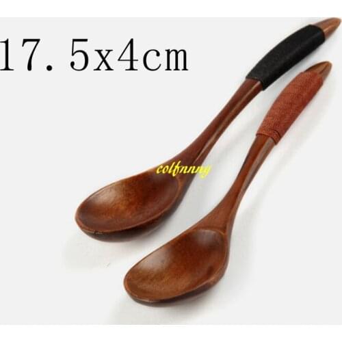 500pcs/lot Fast shipping Japanese Style Wooden Spoon Kitchen Supplies Rice & Soup Spoon Natural Wood Tableware 17.5*4cm