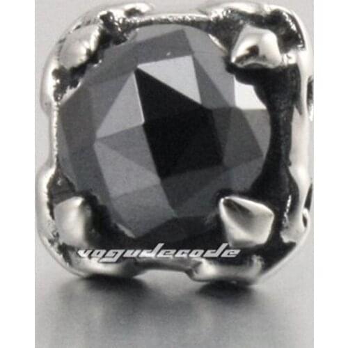 Cool Claw 316L Stainless Steel Black CZ Mens Stud earrings T025(2 Pieces)