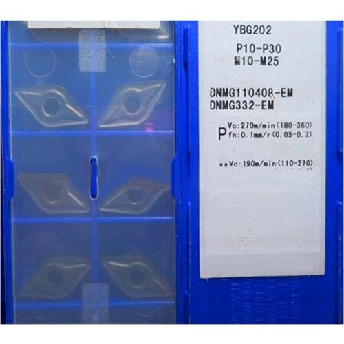 DNMG 1104 DNMG110404-EM DNMG110408-EM DNMG150408-EM DNMG150608-EM YBG202 Carbide Inserts Lathe Cutter for Steel & Stainless