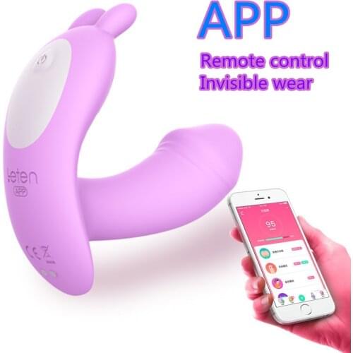 Leten APP Control Dildo Butterfly Vibrator Bluetooth Vibrating Panties G-spot Clitoris Stimulatorn Strap On Sex Toys For Women