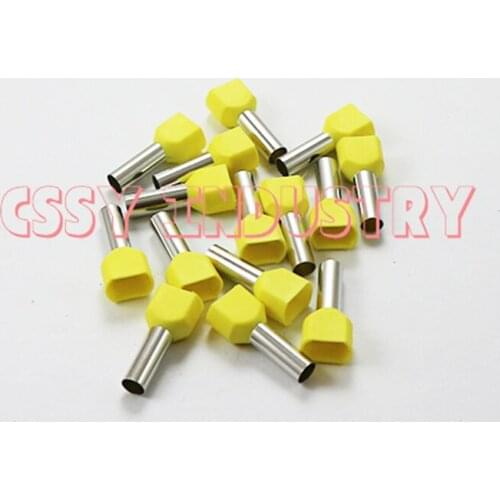 100pcs/lot TE2513 2X2.5mm2 Bootlace cooper Ferrules kit set Wire Copper Crimp Connector Insulated Cord Twin Pin End Terminal