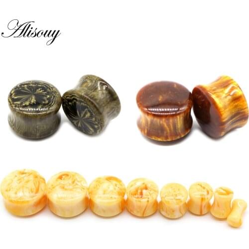 Alisouy 2pcs/lot Resin Ear Taper Expander Earleet Stretching Piercing Ear Taper Plug Tunnels Gauges Body Jewelry Piercings