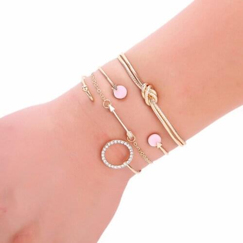 Cross Border Hot Sales Jewelry Wholesale Circular Arrowhead Bracelet Four-piece Set Womens Ornament Bracelets