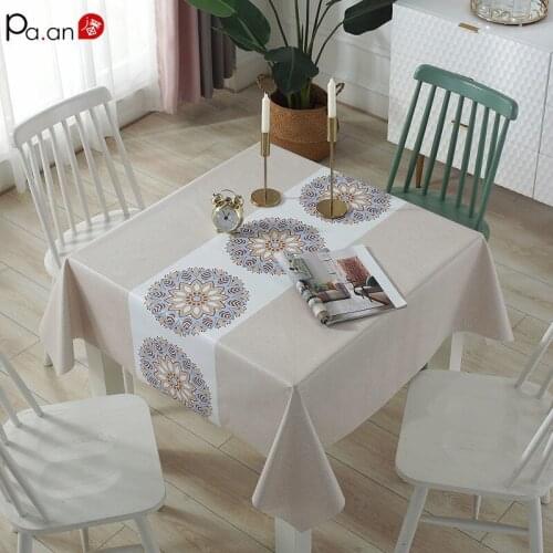 Square Tablecloth Waterproof and Oil-proof PVC European Tablecloths Rectangular Dinning Table Cover Dinning Table Decoration