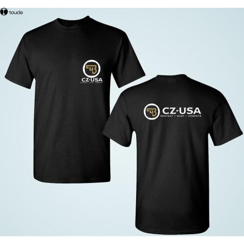 Tops Summer Cool Funny T-Shirt NEW Ceska Zbrojovka Firearms Guns CZ - USA Logo Black 2 Sides T Shirt Summer