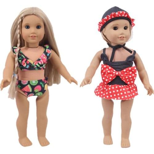 2021 New Pattern Summer Bikini Suit Fit 18 Inch American&43cm Baby New Born Doll Clothes Accessories