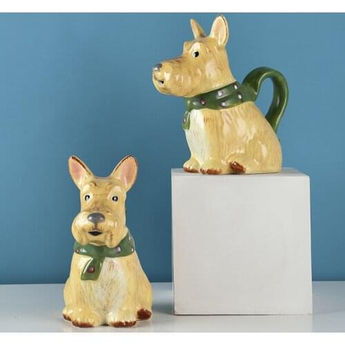 Cute Handpainted Dog Vase Underglaze Ceramic Flower Vase Filler Decorative Puppy Table Water Pot Pastoral Home Garden Decor Art