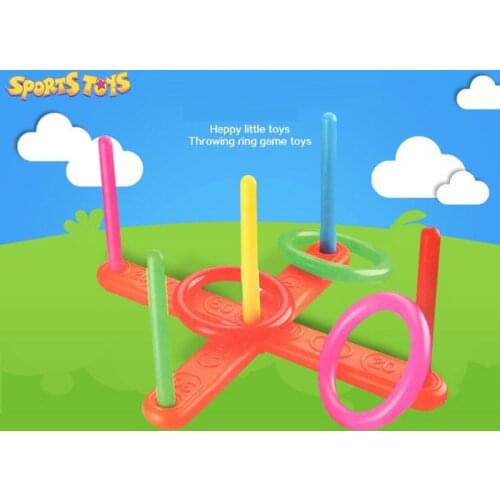 1 Set Hoop Ring Toss Quoits Plastic Ring Throwing Ferrule Funny Kids Outdoor Sport Toys Cross Garden Game Pool For Children Gift