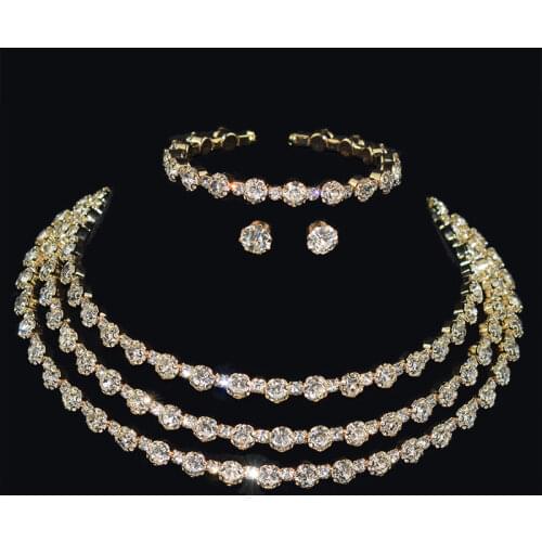 NEW Gold Silver Plated Metal Rhinestone Collar Necklaces for Women Round collar mujer collares Fashion Jewelry Choker