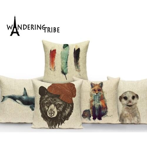 Animal print cushion home sofa outdoor cushions High Quality throw linen pillows decorative pillows birds decorative cushions
