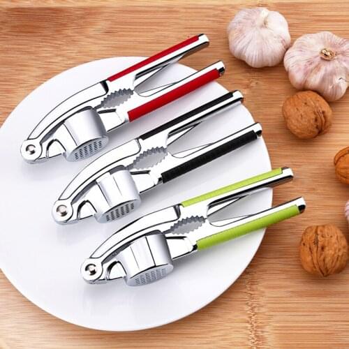 1PC Zinc Alloy Garlic Presses Colorful Plastic Non-slip handle Nut Sheller Portable Garlic Mincer Chopper Crusher
