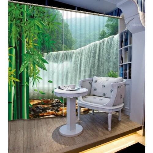 Luxury European Modern nature scenery waterfall 3d curtain personalized decor Blackout Shade Window Curtains 3D Curtains