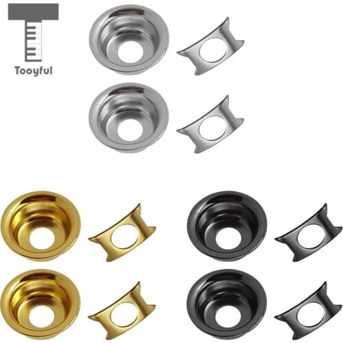 Tooyful 2 Pieces Iron Round Cup Jack Plate Socket Cover Head Cap Retainer Clip for Telecaster Tele Electric Guitar Parts