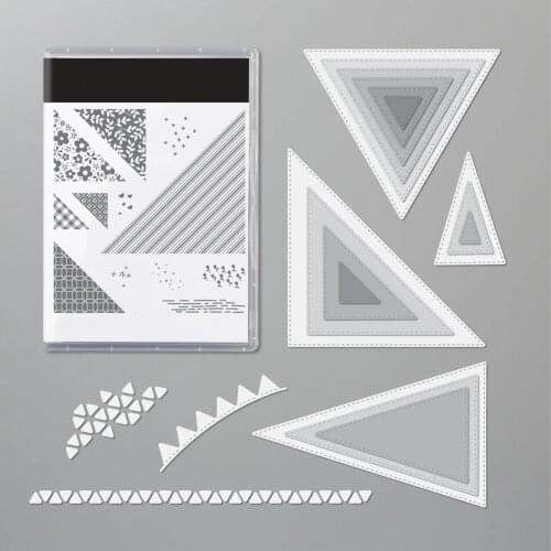 Triangle Loop Metal Cutting Dies Flowers Pattern Clear Stamp Handmade Photo Album Embossing DIY Craft Scrapbooking Template