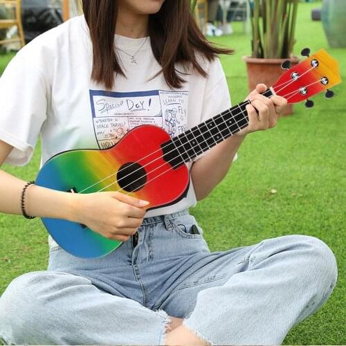 4 Strings Hand-Painted Combo Uke Delicate Sturdy Beginner Draw Student Musical Instruments Assemble Ukulele Black Soprano