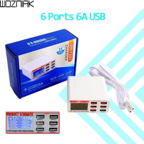 Universally compatible Desktop Phone Charger Adapter Hub Multi Port with LCD Dispaly